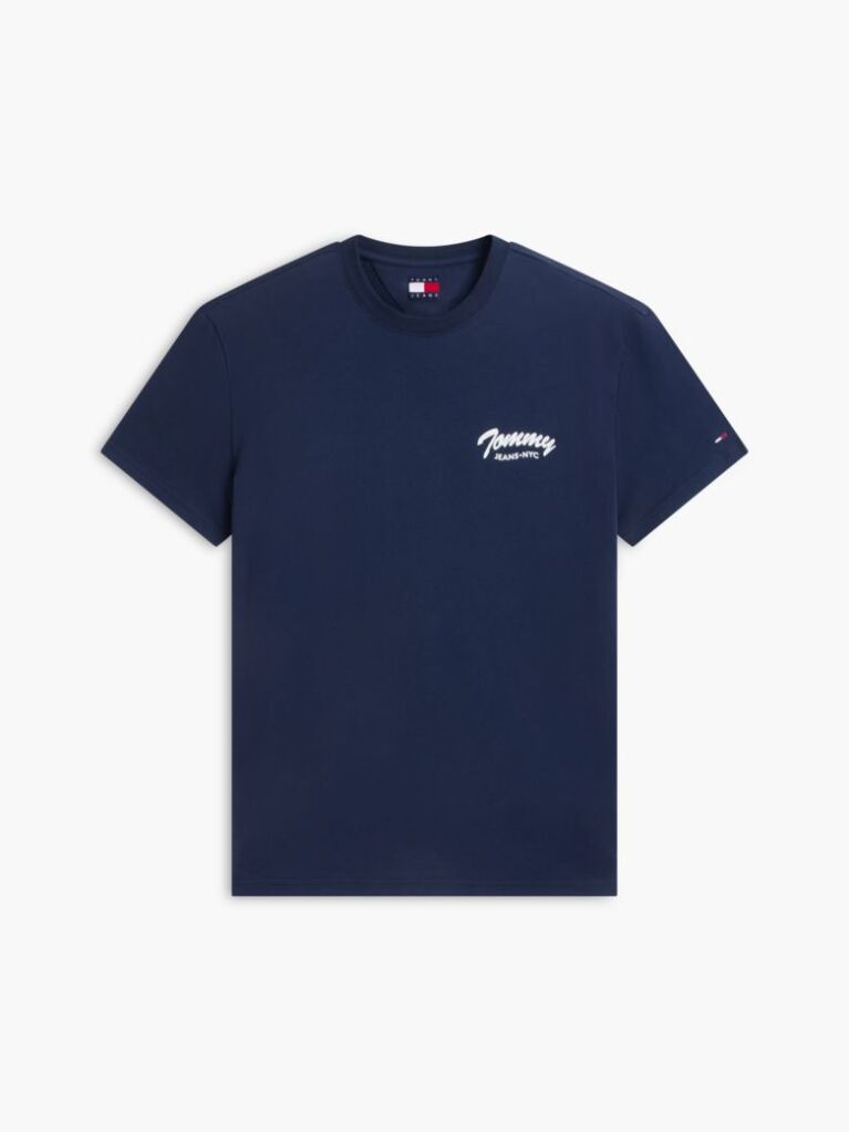 Blue T-Shirt Din Jerseu Cu Guler Rotund Si Logo  Barbati