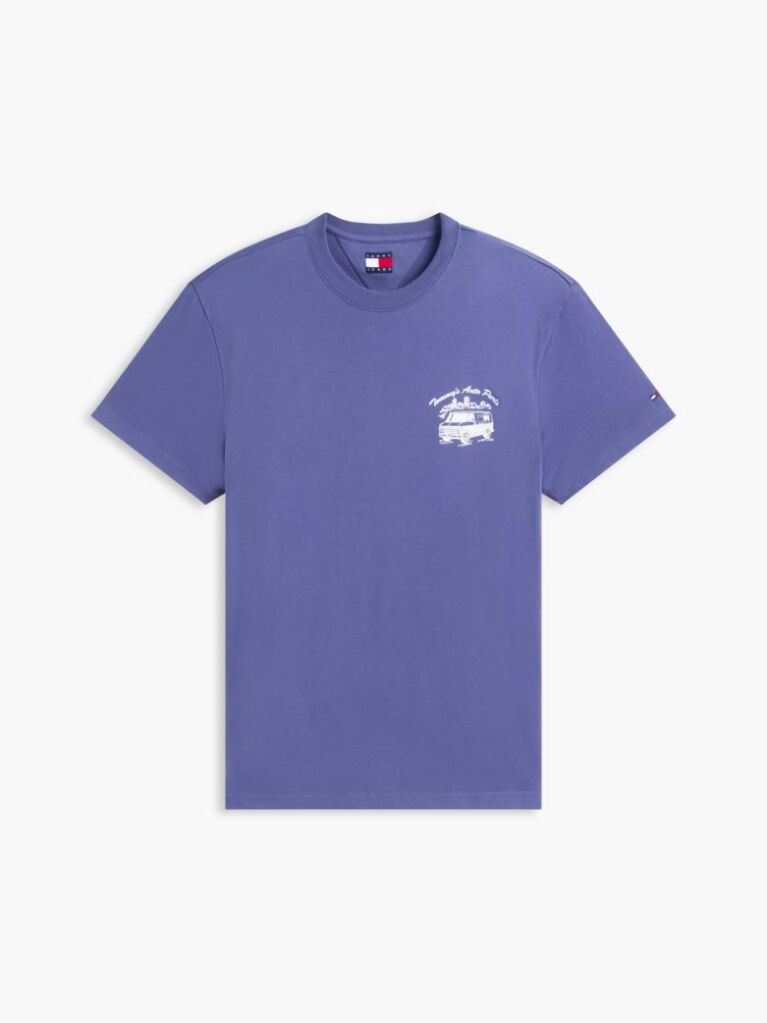 Blue T-Shirt Din Jerseu Cu Guler Rotund Si Logo  Barbati