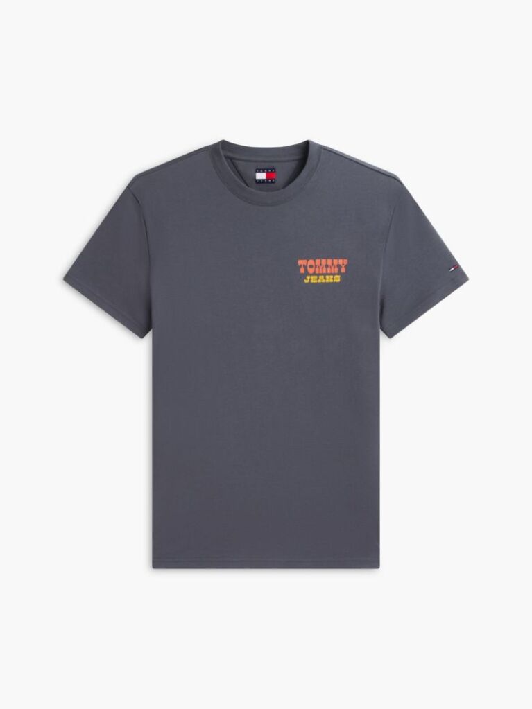 Negru T-Shirt Din Jerseu Cu Guler Rotund Si Logo  Barbati
