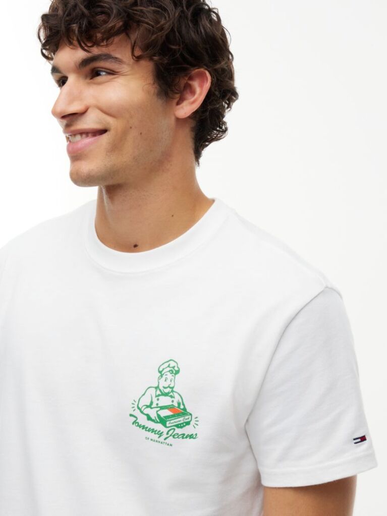 Bej T-Shirt Din Jerseu Cu Guler Rotund Si Logo  Barbati