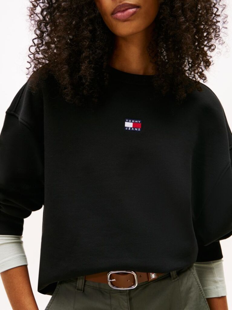 Negru Bluza Boxy Fit Cu Badge  Femei