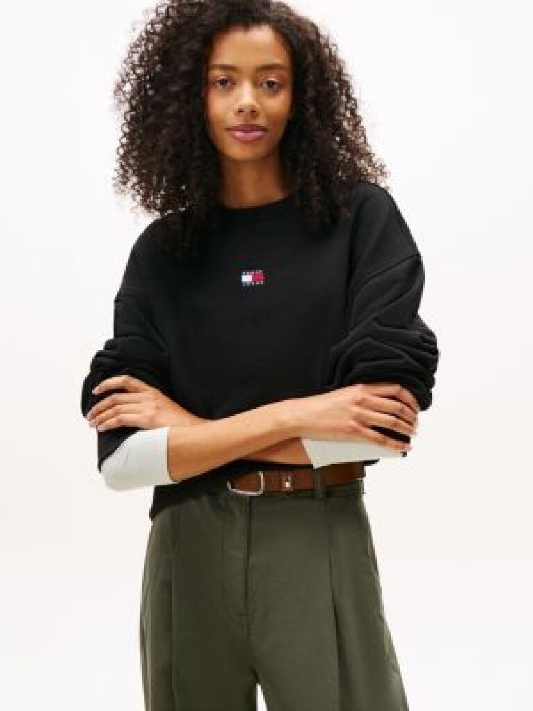 Negru Bluza Boxy Fit Cu Badge  Femei