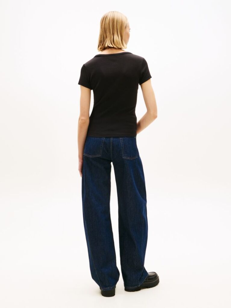 Negru Tricou Essential Slim Fit Cu Guler In V  Femei