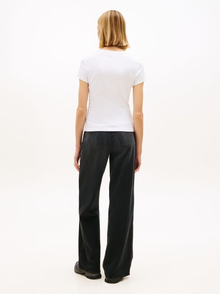 Alb Tricou Essential Slim Fit Cu Guler In V  Femei