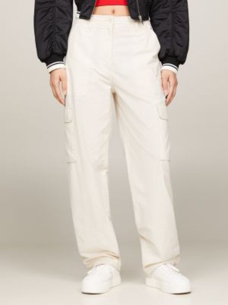 Beige Harper High Rise Mom Cargo Trousers  Women