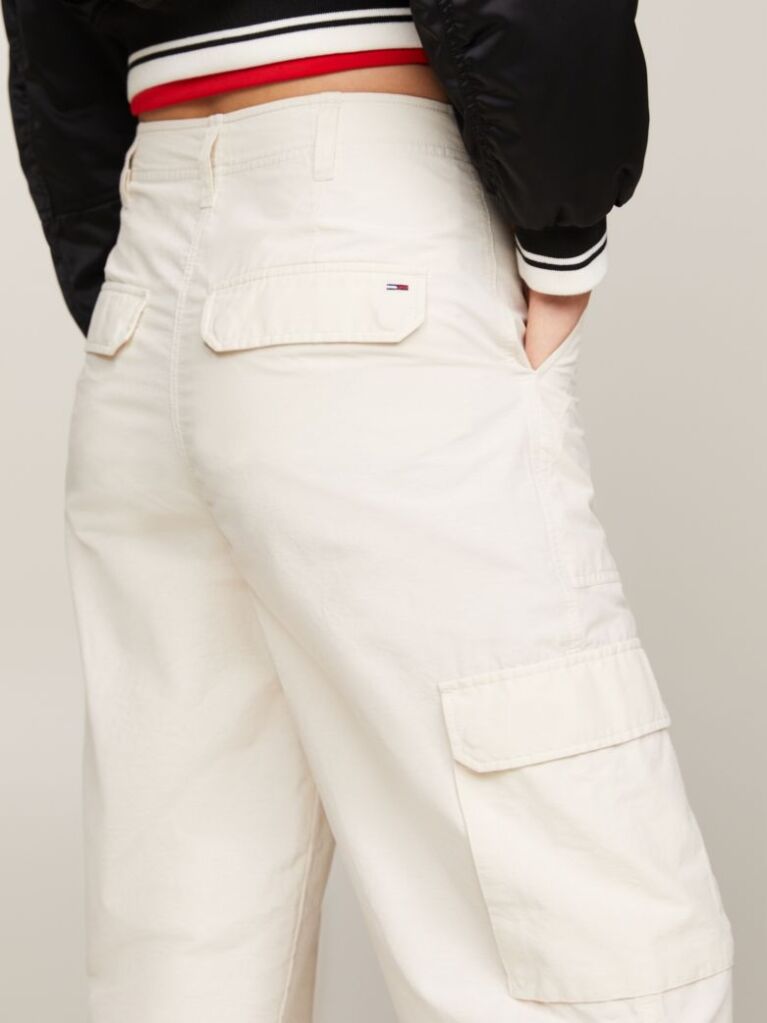 Beige Harper High Rise Mom Cargo Trousers  Women