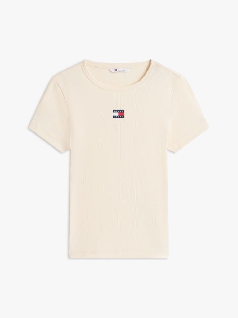 Galben TricouTommy Badge Ribbed Slim   Femei