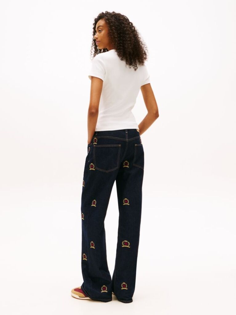Bej TricouTommy Badge Ribbed Slim   Femei