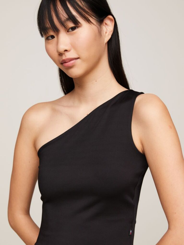 Black Asymmetrical Cropped Tank Top  Women