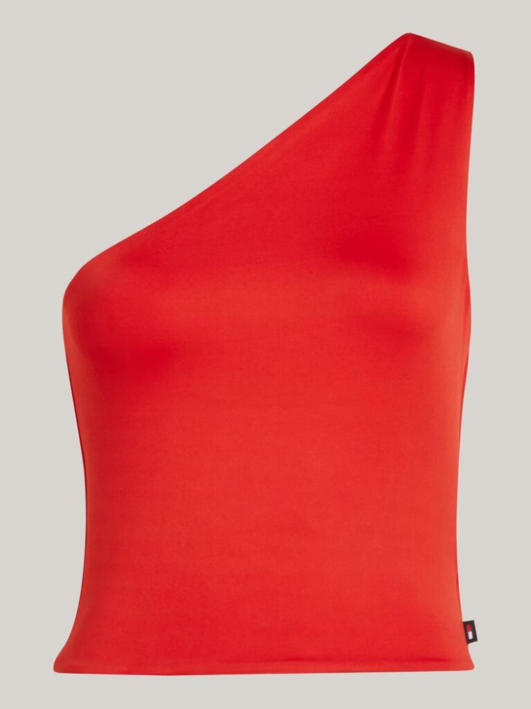Red Asymmetrical Cropped Tank Top  Women