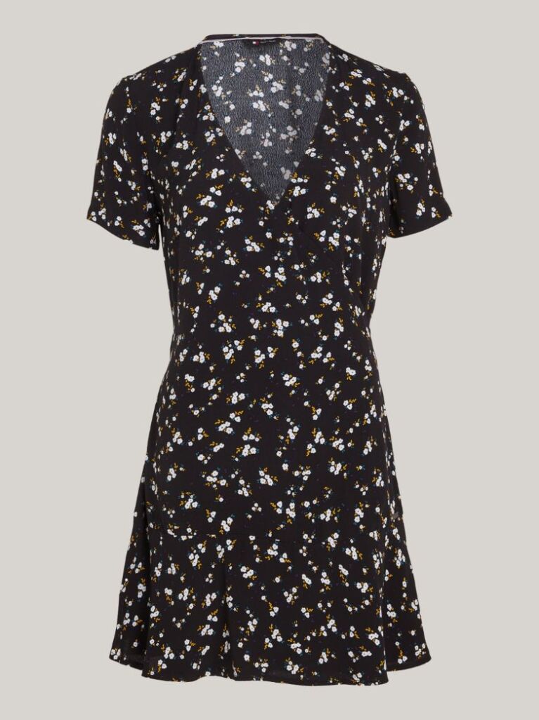 Multi Floral Print Self-Tie Wrap Mini Dress  Women