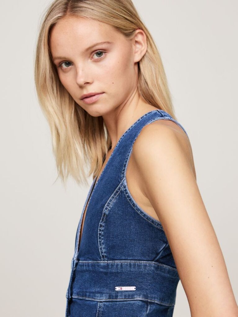 Denim Rochie Maxi Slim Fit Din Denim Cu Nasturi  Femei