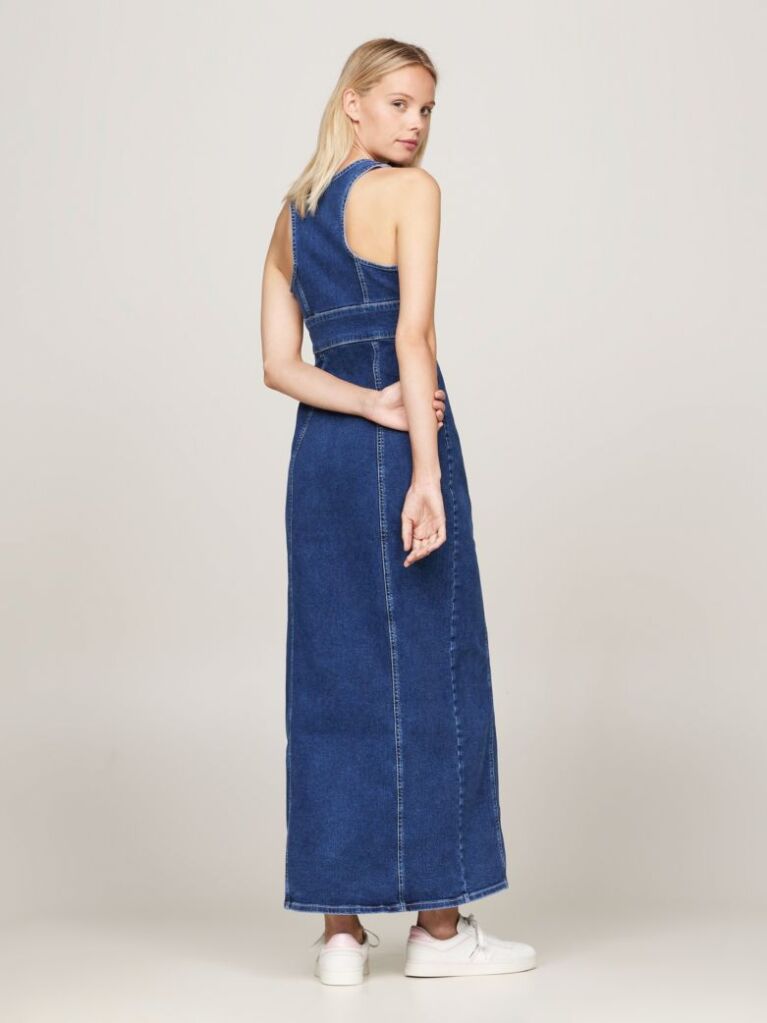 Denim Rochie Maxi Slim Fit Din Denim Cu Nasturi  Femei