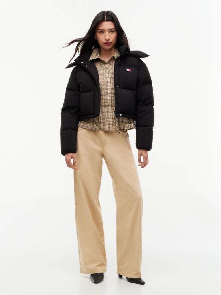Negru Geaca Puffer Alaska Din Puff Cu Croiala Lejera  Femei