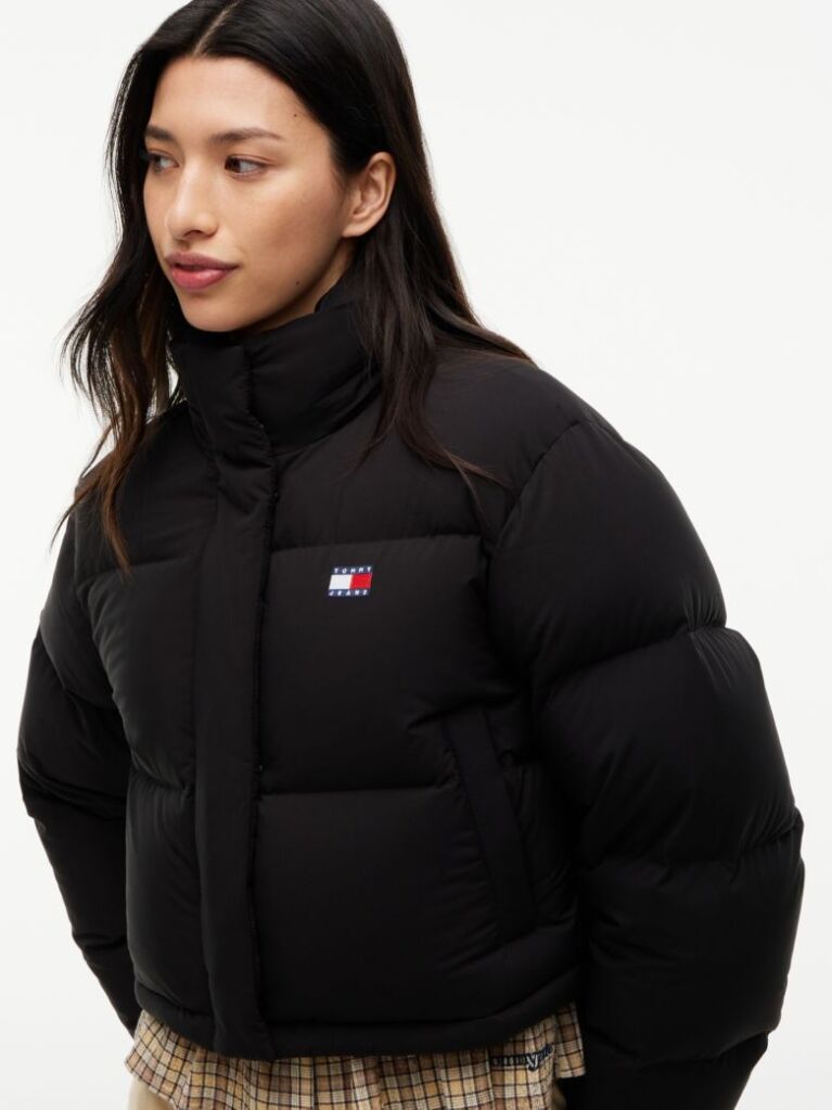 Negru Geaca Puffer Alaska Din Puff Cu Croiala Lejera  Femei