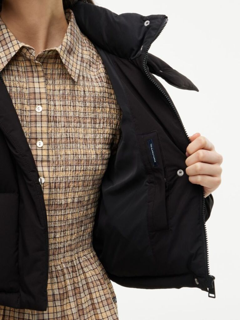 Negru Geaca Puffer Alaska Din Puff Cu Croiala Lejera  Femei