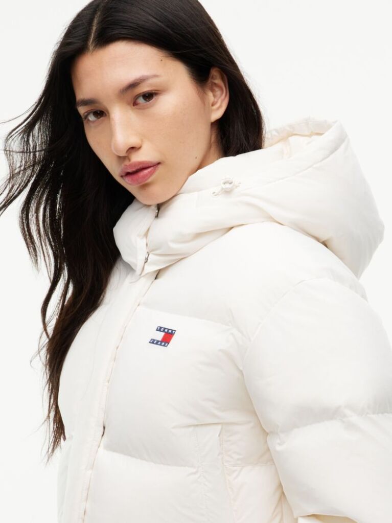 Alb Geaca Puffer Alaska Din Puff Cu Croiala Lejera  Femei