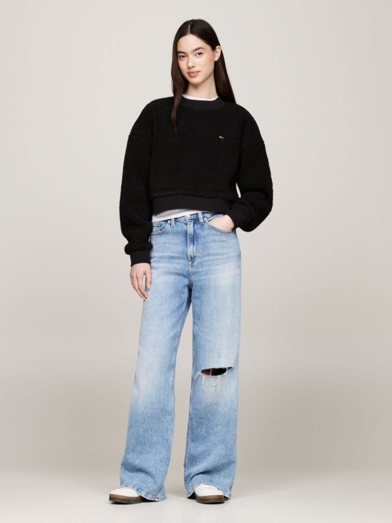 Black Teddy Fleece Oversized Sweatshirt  Women