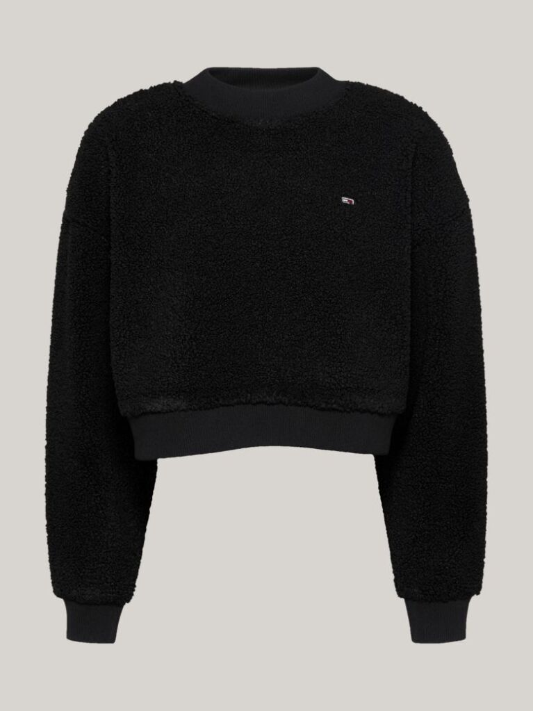 Black Teddy Fleece Oversized Sweatshirt  Women