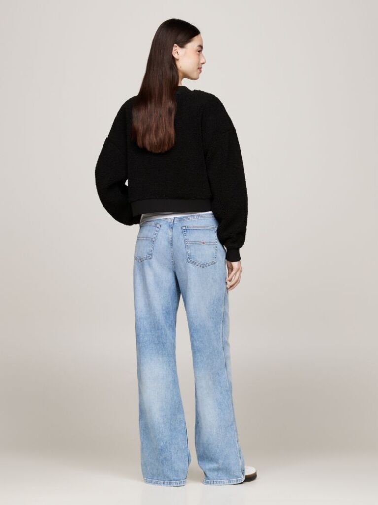Black Teddy Fleece Oversized Sweatshirt  Women