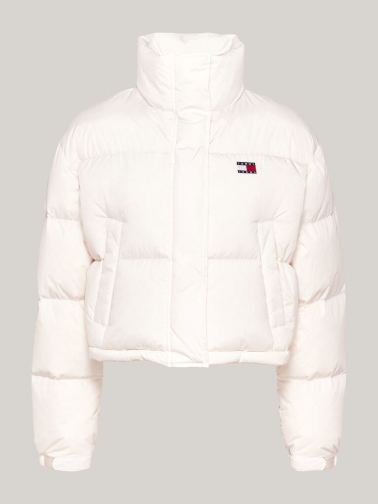 Alb Jacheta Puffer Alaska Cu Spate Grafic  Femei