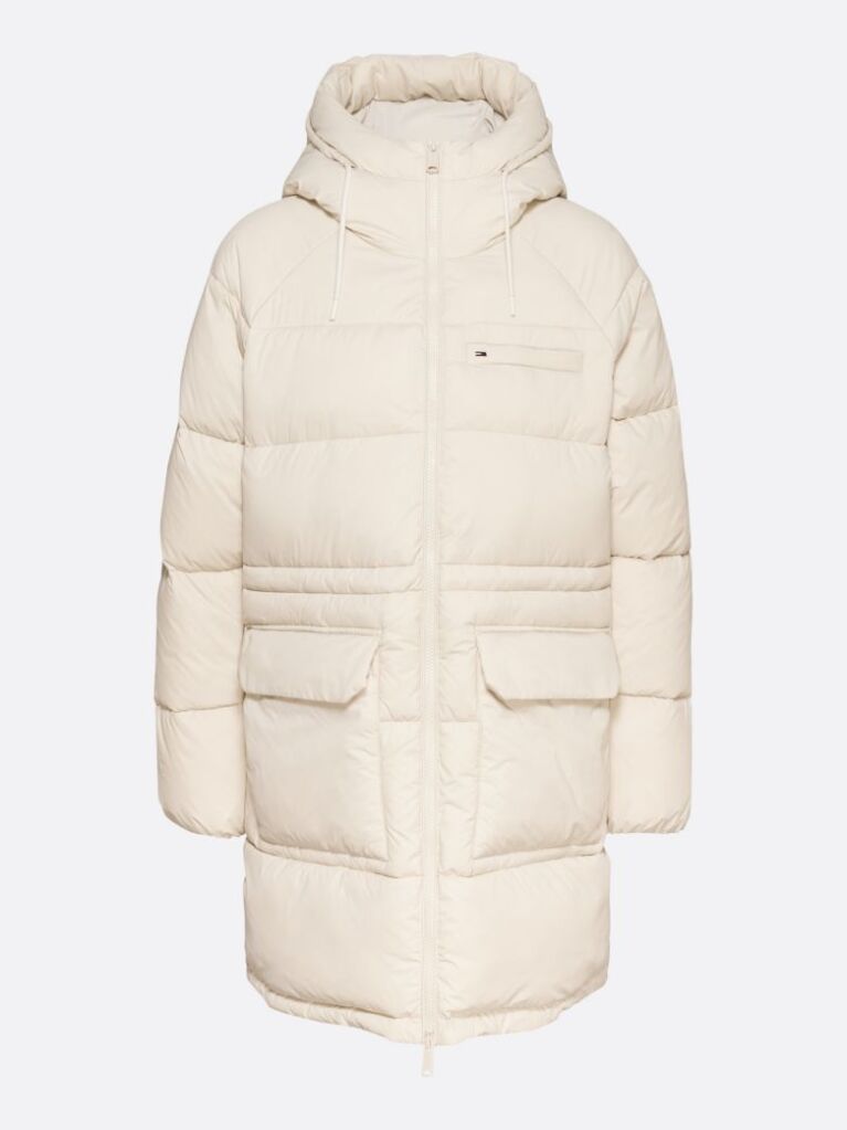 Bej Jacheta Puffer Cu Gluga  Femei