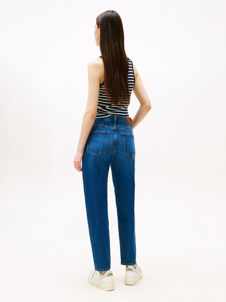 Denim Mom Jeans Tapered Cu Talie Ultra Inalta  Femei