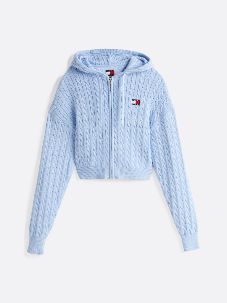 Blue Cable Knit Zip-Thru Sweatshirt  Women
