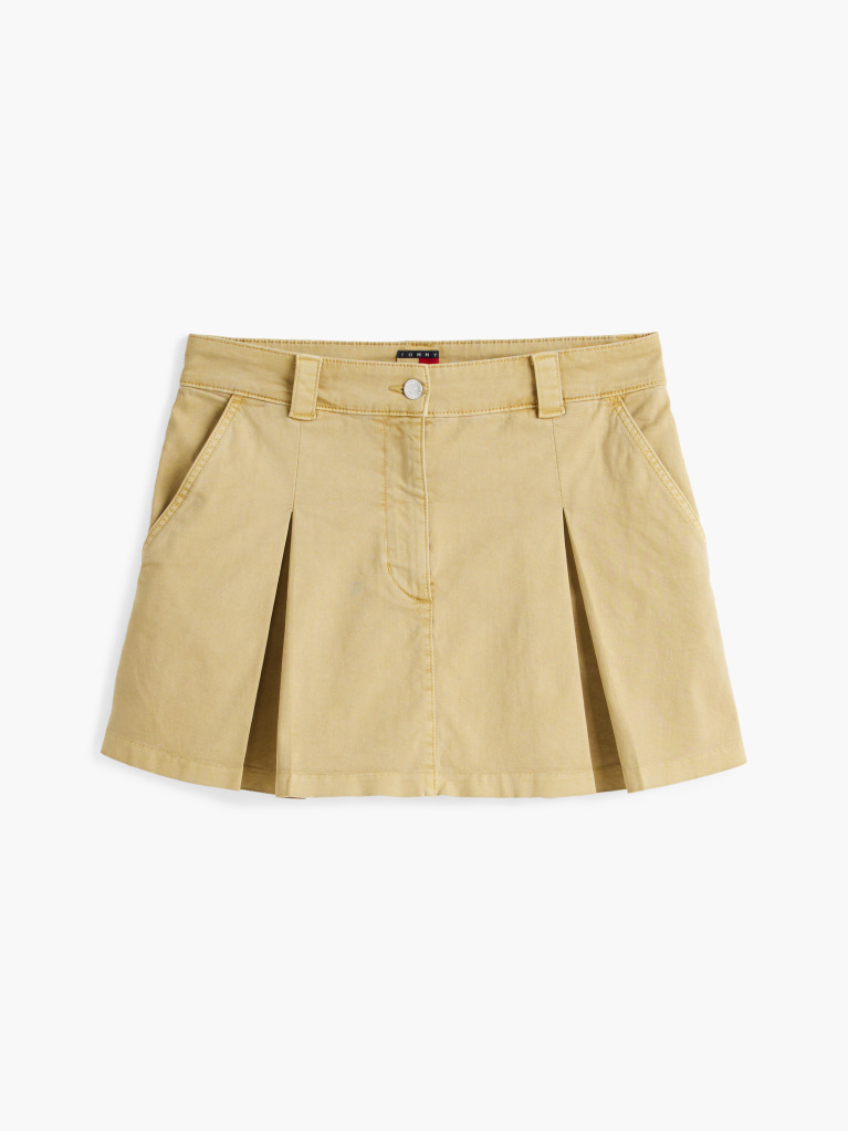 Khaki Fusta Mini Plisata Cu Buzunare  Femei