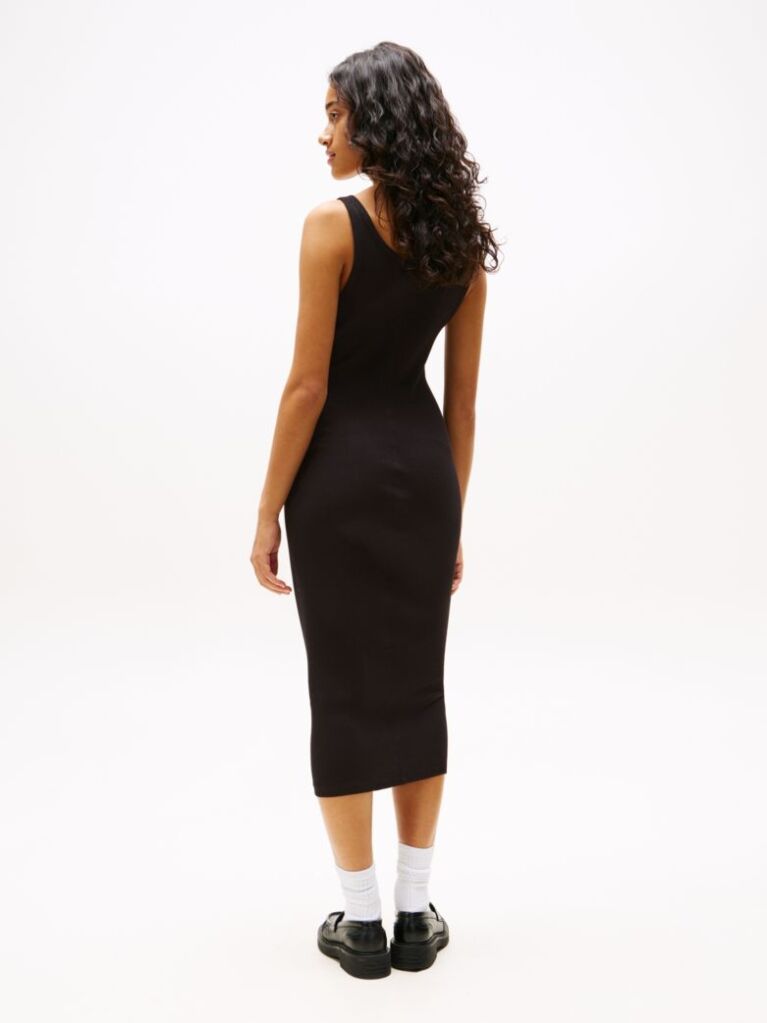 Negru Rochie Midi Slim Bodycon Cu Textura Teasa  Femei