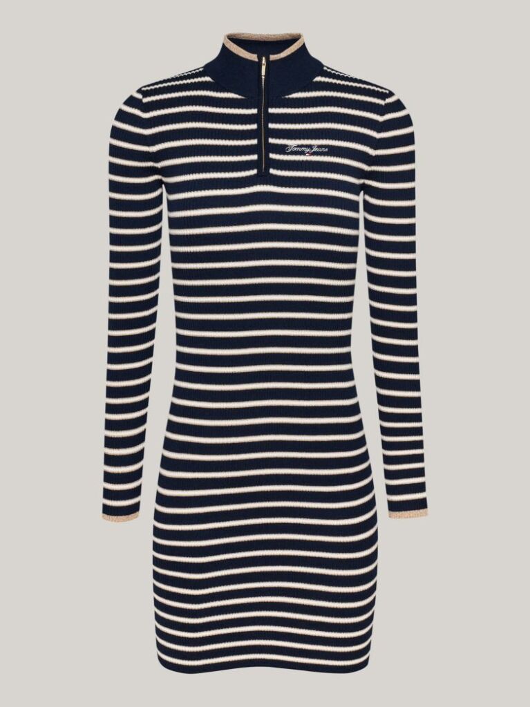 Multi Mini Rochie Pulover Cu Dungi Metalizate  Femei