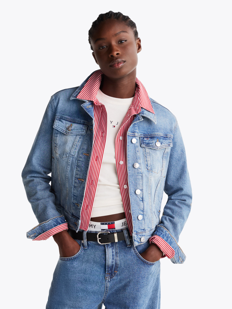 Denim Jacheta Slim Trucker Din Denim  Femei