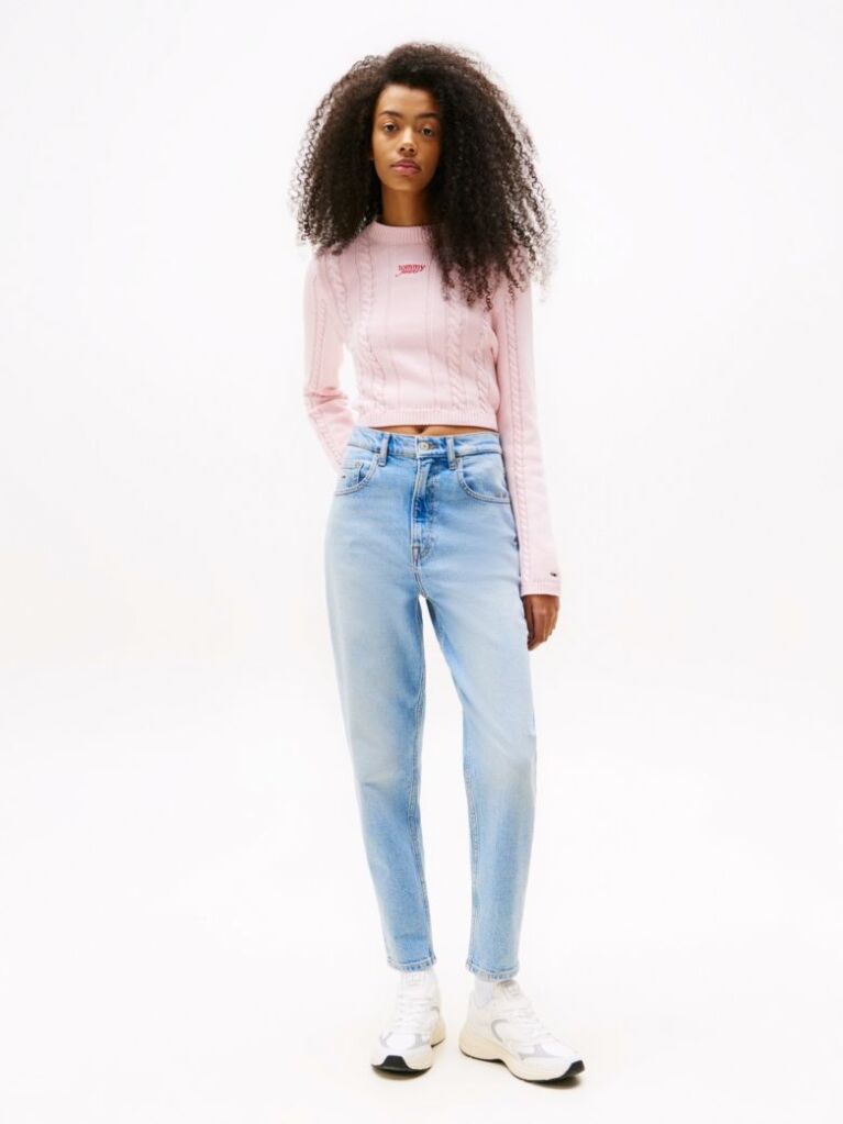 Denim Blugi Mom Tapered Cu Talie Ultra Inalta  Femei