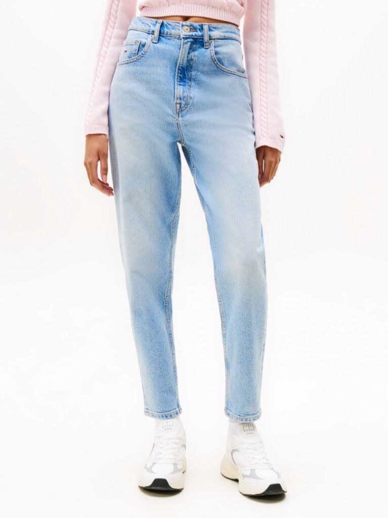Denim Blugi Mom Tapered Cu Talie Ultra Inalta  Femei