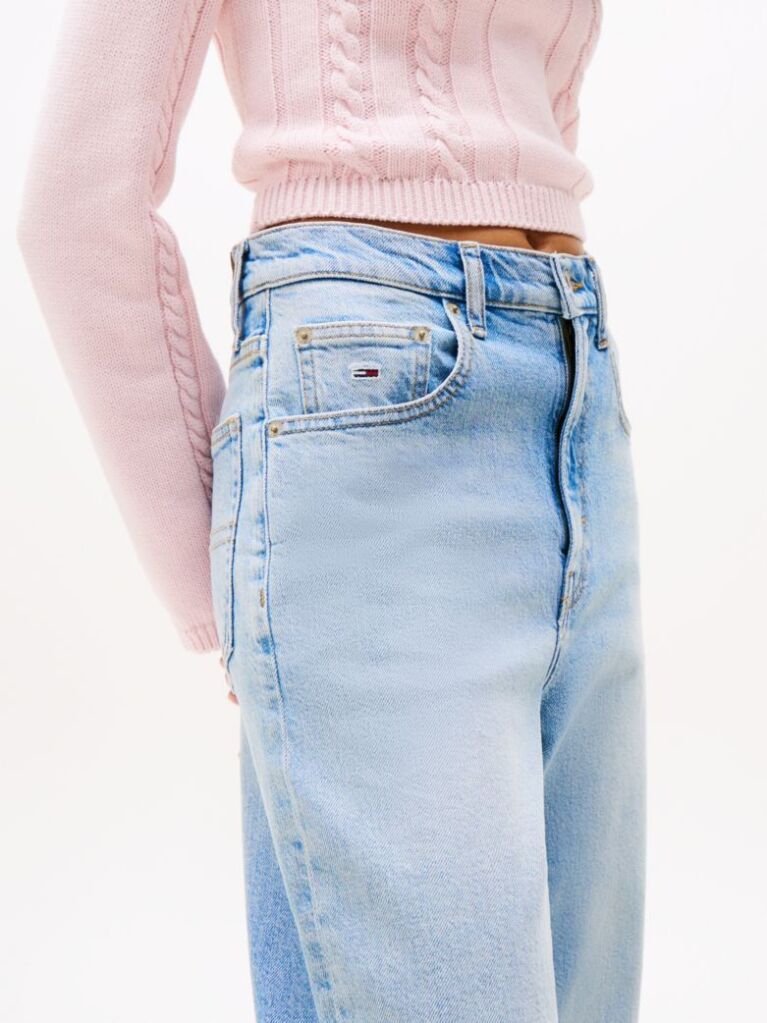 Denim Blugi Mom Tapered Cu Talie Ultra Inalta  Femei