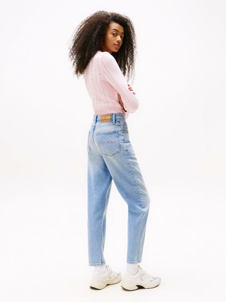 Denim Blugi Mom Tapered Cu Talie Ultra Inalta  Femei