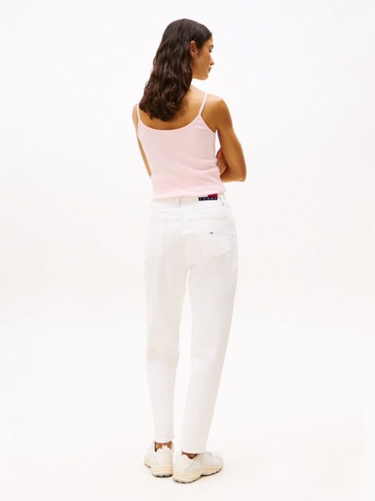 Denim Jeansi Mom Cu Talie Ultra-Inalta Si Spalare Deschisa  Femei
