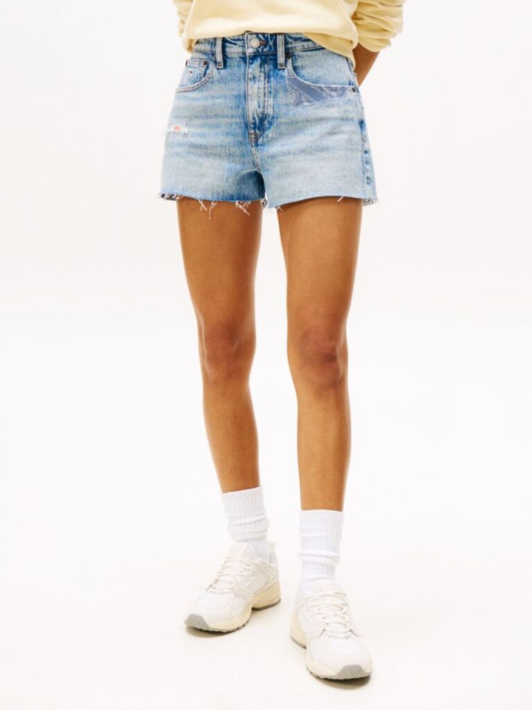 Denim Pantaloni Scurti Slim Din Jeansi Cu Detalii De Tip Patchwork  Femei