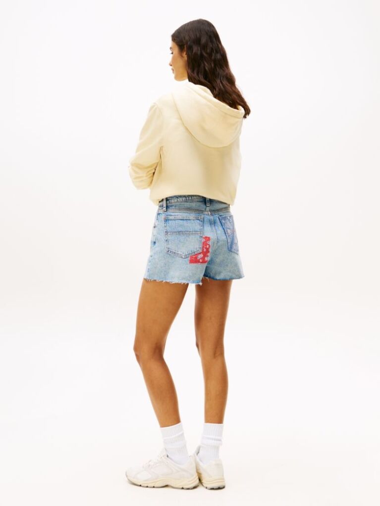 Denim Pantaloni Scurti Slim Din Jeansi Cu Detalii De Tip Patchwork  Femei