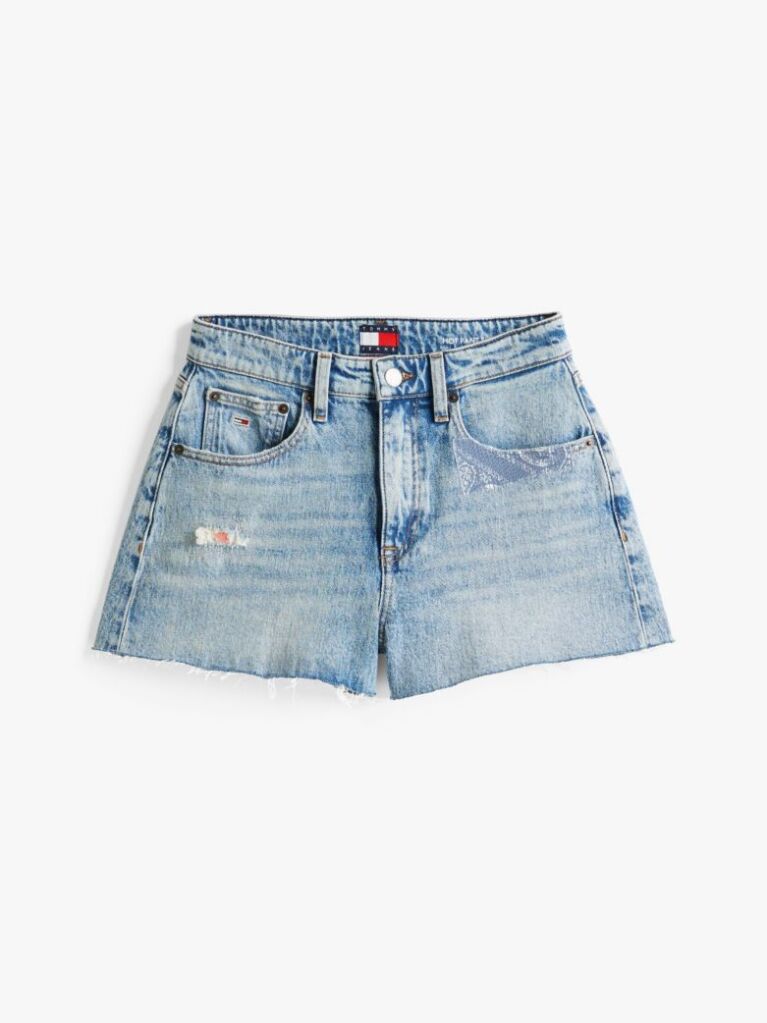 Denim Pantaloni Scurti Slim Din Jeansi Cu Detalii De Tip Patchwork  Femei