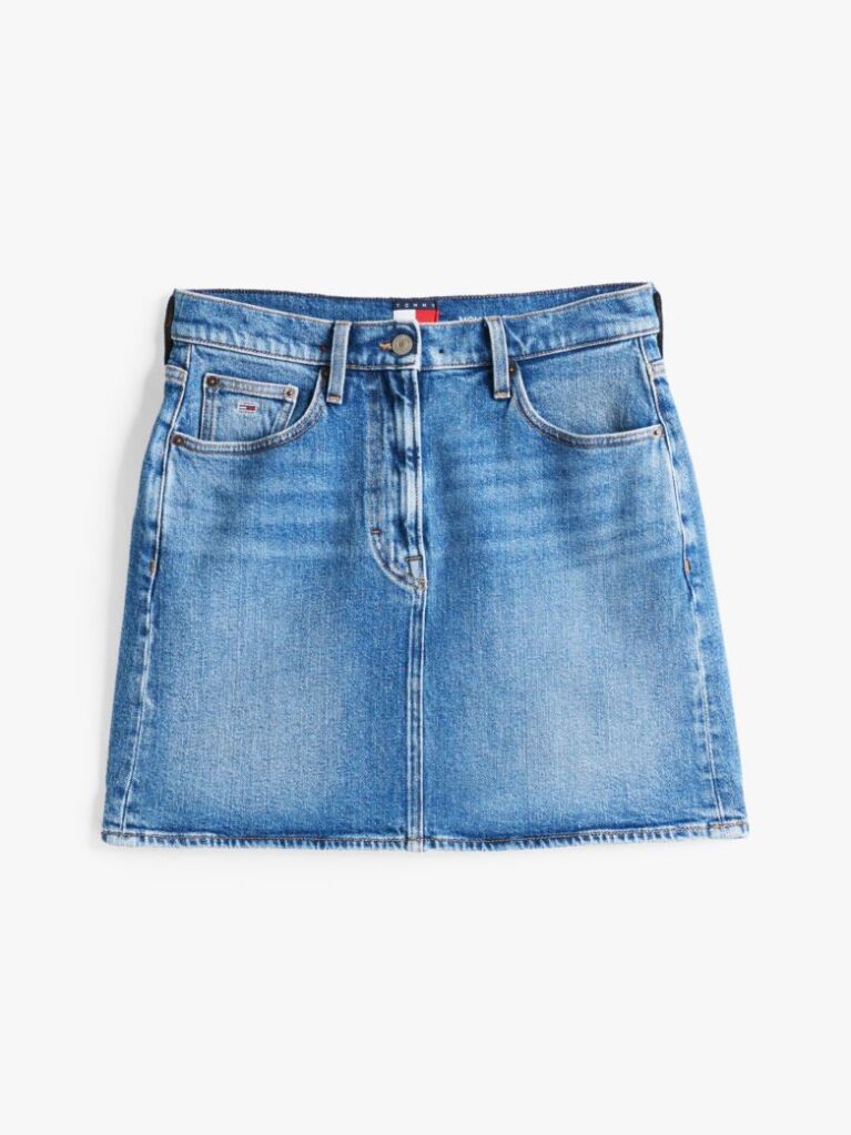 Denim Fusta Mini Mom Din Jeansi Cu Spalare Usoara  Femei