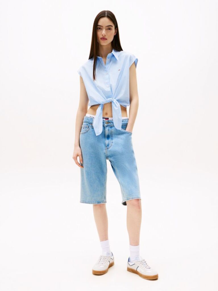 Multi Cropped Cap Sleeve Poplin Shirt  Women