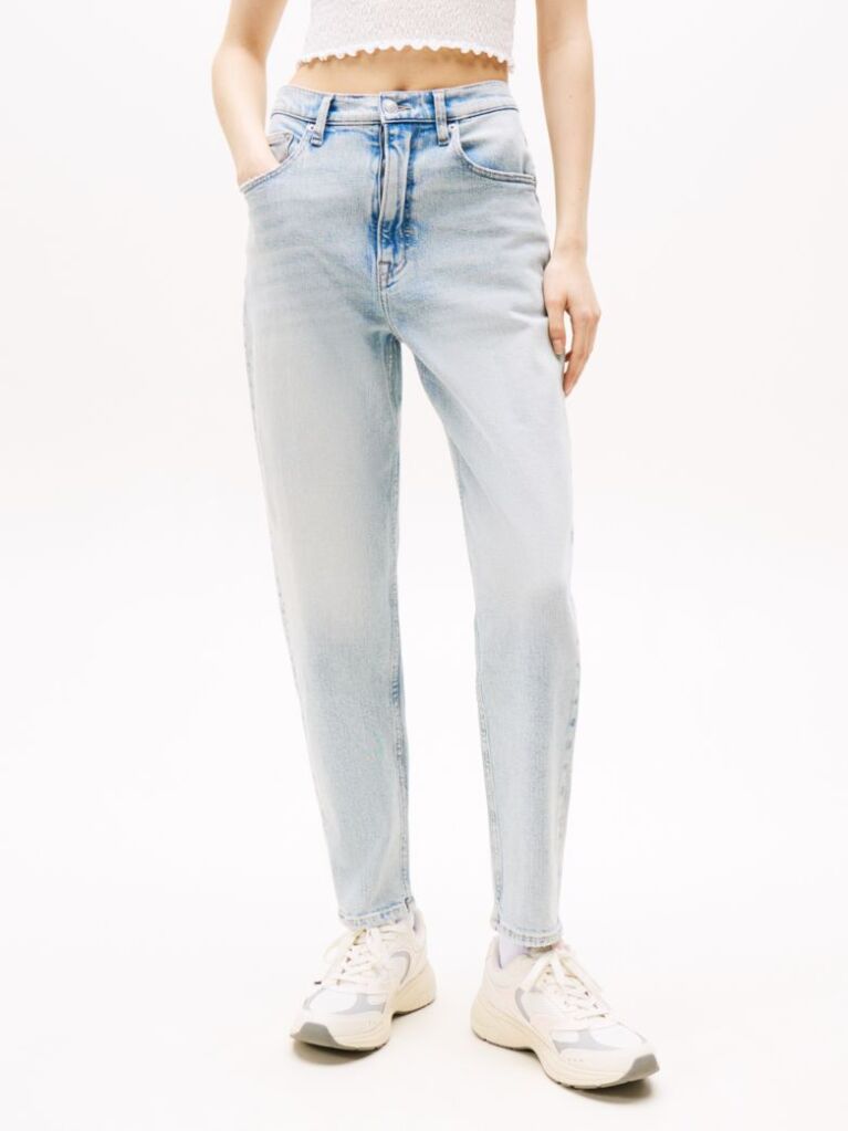 Denim Jeansi Mom Cu Talie Ultra-Inalta Si Croiala Tapered  Femei