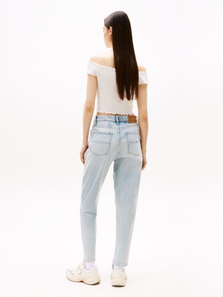 Denim Jeansi Mom Cu Talie Ultra-Inalta Si Croiala Tapered  Femei