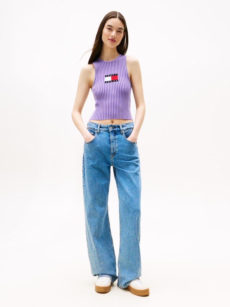 Mov Top Slim Cu Bretele Racerback Ribbed  Femei