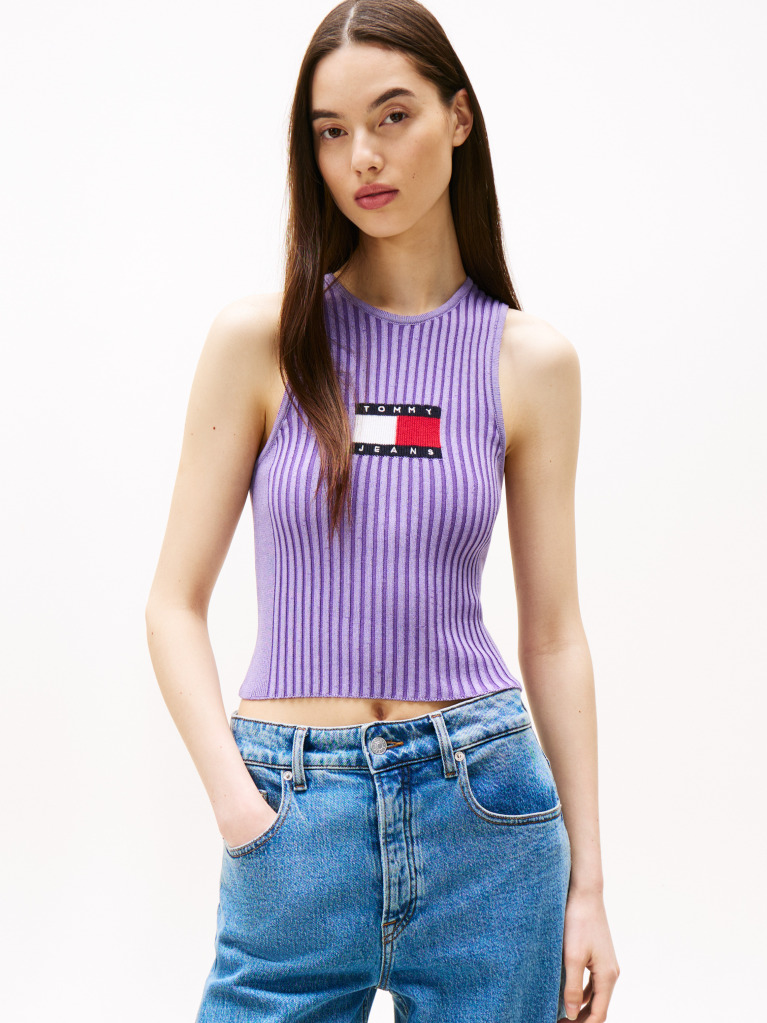 Mov Top Slim Cu Bretele Racerback Ribbed  Femei