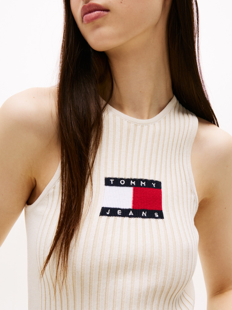 Bej Top Slim Cu Bretele Racerback Ribbed  Femei