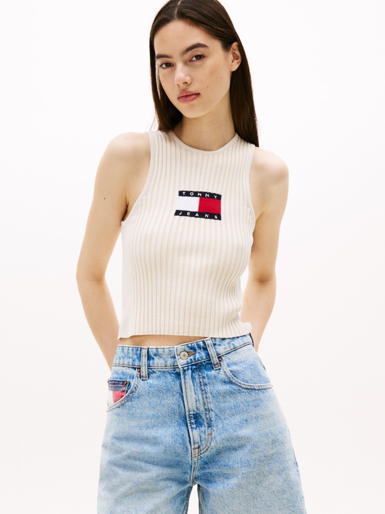 Bej Top Slim Cu Bretele Racerback Ribbed  Femei