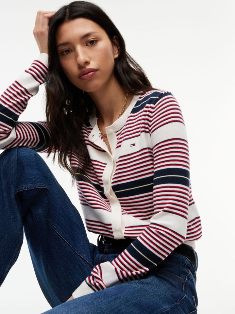 Multi Cardigan Cu Croiala Slim Guler Clasic Si Steag Brodat  Femei