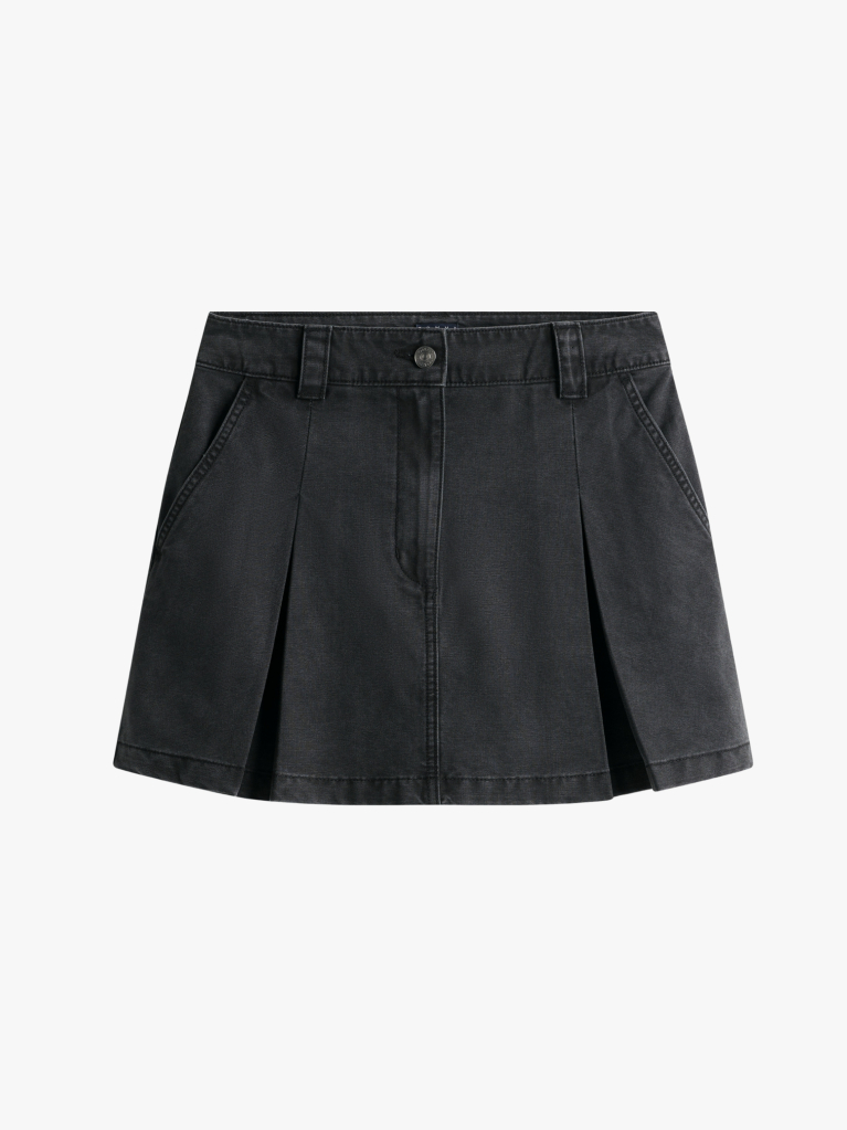Negru Fusta Mini Denin Plisata  Femei